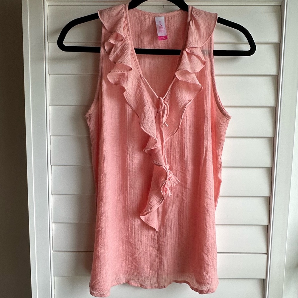 No Boundaries Ruffled Sleeveless Top in Blush